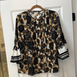 Kobi Halperin Black and Gold Floral Blouse
